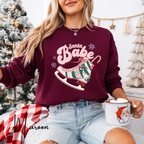 Santa Babe Retro Rollerskate Christmas T-Shirt | Vintage Holiday Graphic Gildan 18000 Sweatshirt