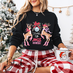 🎄🤠 Giddy Up Jingle Horse | Reindeer Disco Ball Christmas Gildan 18000 Sweatshirt