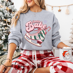 Santa Babe Retro Rollerskate Christmas T-Shirt | Vintage Holiday Graphic Gildan 18000 Sweatshirt