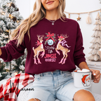 🎄🤠 Giddy Up Jingle Horse | Reindeer Disco Ball Christmas Gildan 18000 Sweatshirt