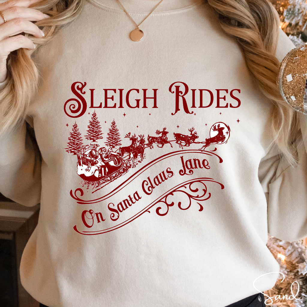 Sleigh Rides on Santa Claus Lane Christmas Gildan 18000 Sweatshirt