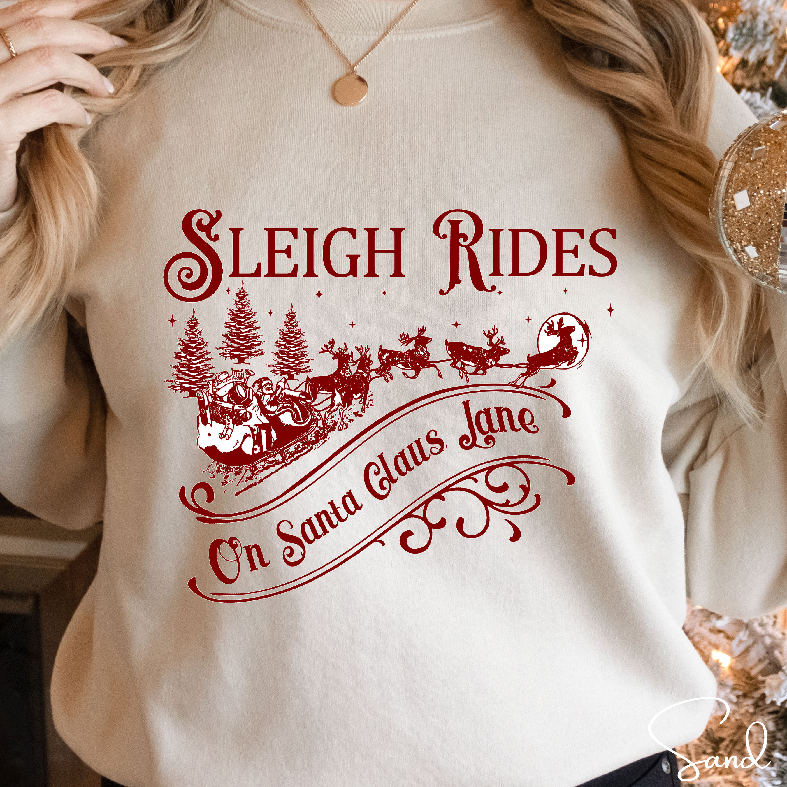 Sleigh Rides on Santa Claus Lane Christmas Gildan 18000 Sweatshirt