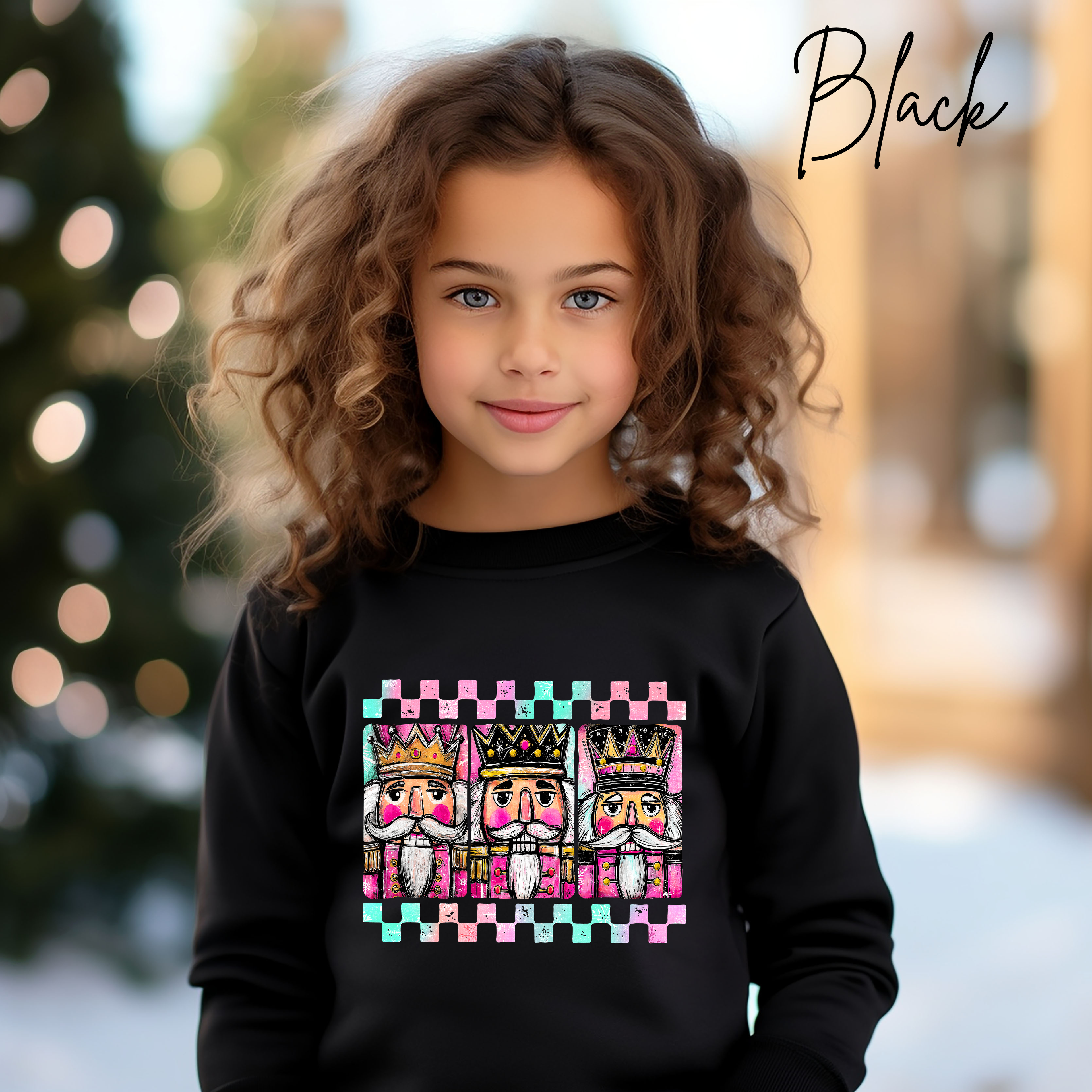 Children’s Christmas Sweatshirt | Watercolor Nutcracker Soldiers Design Gildan 18000B Sweatshirt